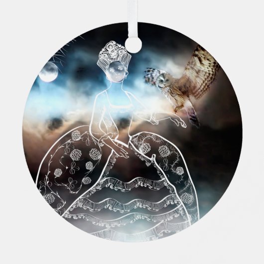 Night Owl and Lady Metalen Ornament (Achterkant)
