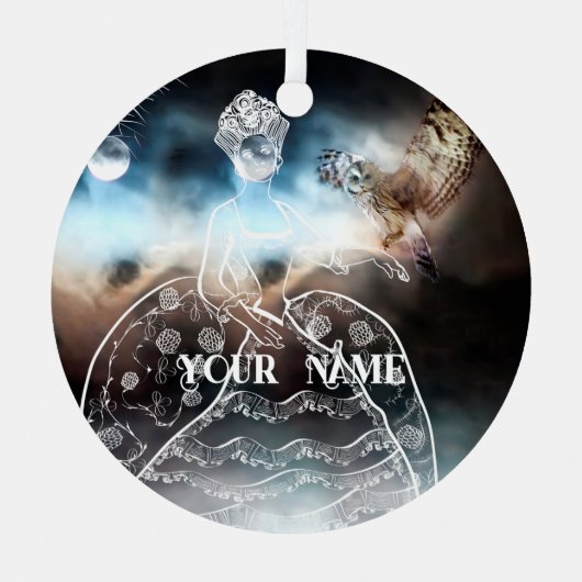 Night Owl and Lady Metalen Ornament (Voorkant)