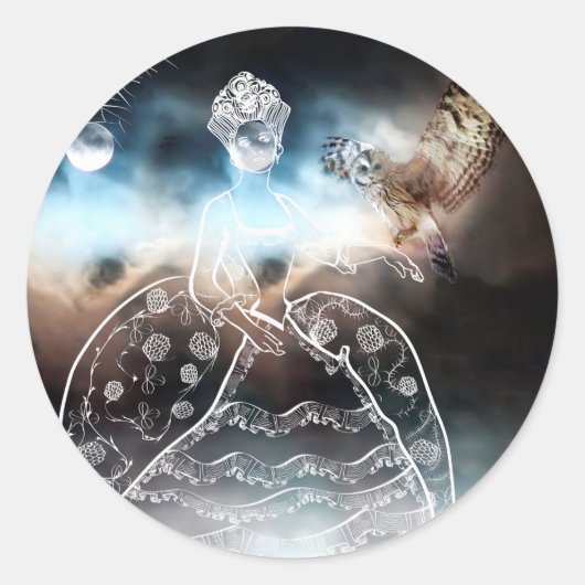 Night Owl and Lady Ronde Sticker (Voorkant)