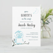 Night Owl Baby shower Invitation Kaart (Staand voorkant)