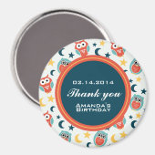 Night Owl Birthday Party Dank u Magnet (Voorkant / Achterkant)