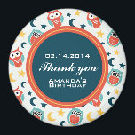 Night Owl Birthday Party Dank u Magnet<br><div class="desc">Cute night owl cartoon magnet met maan en sterren. Geschikt als een partijgenoot of dank je cadeau voor je schattige gasten. Slappover slumber verjaardagsfeest.</div>