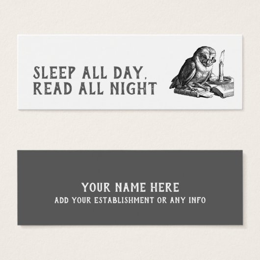 Night Owl Bladwijzer Mini Visitekaartjes (Voorkant /achterkant)