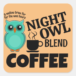 NIGHT OWL BLEND COFFEE  VIERKANTE STICKER
