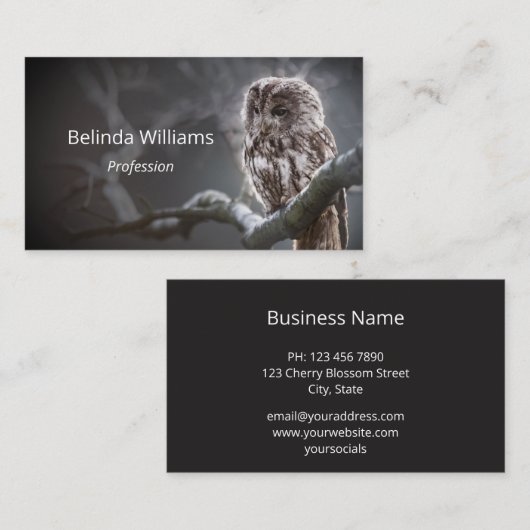 Night Owl Business Photo Elegant Visitekaartje (Voorkant / Achterkant)