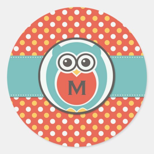 Night Owl Cartoon Monogram Stickers (Voorkant)