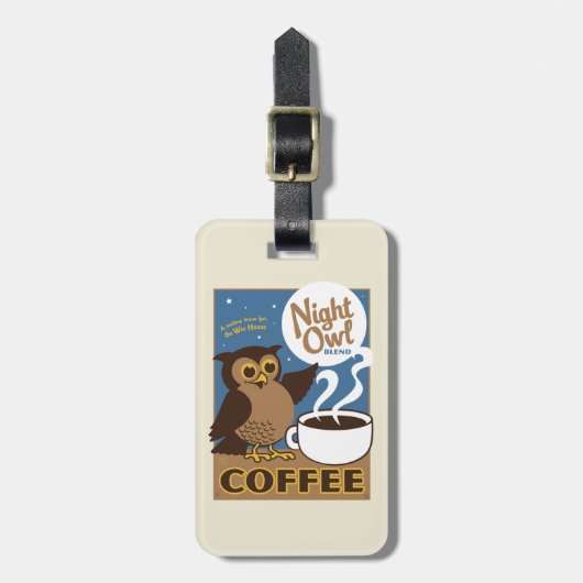 Night Owl Coffee Bagagelabel (Voorkant verticaal)