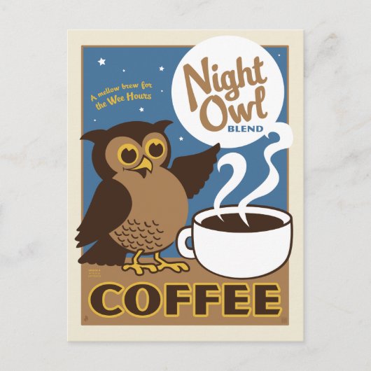 Night Owl Coffee Briefkaart (Voorkant)