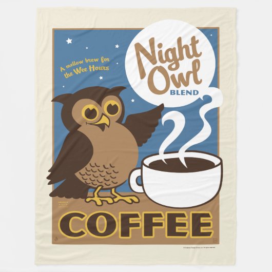 Night Owl Coffee Fleece Deken (Voorkant)