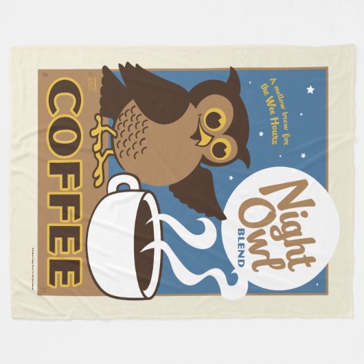 Night Owl Coffee Fleece Deken (Voorkant (Horizontaal))