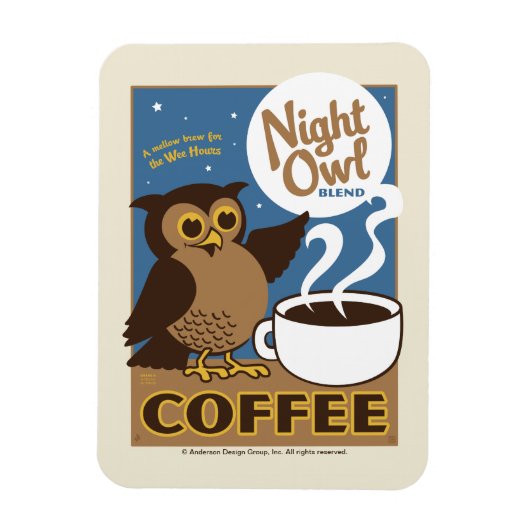 Night Owl Coffee Magneet (Verticaal)