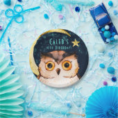 Night Owl Cute Sleepover Slumber Birthday Party Papieren Bordje (Feest)