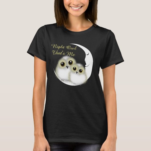 Night Owl, dat is me Cute Snowy Owls T-shirt (Voorkant)