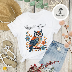 Night Owl Folk Art T-shirt – Uniek T-shirt