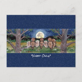 Night Owl Forest Whimsical Waterverf Briefkaart