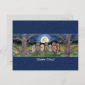 Night Owl Forest Whimsical Waterverf Briefkaart (Voorkant / Achterkant)