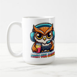 Night Owl Gamer Mascot Fun Gaming Illustration Koffiemok