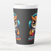 Night Owl Gamer Mascot Fun Gaming Illustration Latte Mok (Voorkant)
