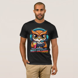 Night Owl Gamer Mascot Fun Gaming Illustration T-shirt