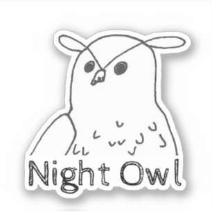 Night Owl Hand-draw Wildlife Bird Eagle Owl Sticker