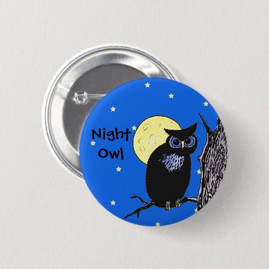 Night Owl in de Moon Button (Voorkant /achterkant)
