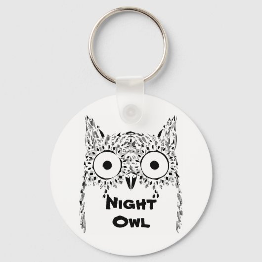 Night owl insomnia schattige uil sleutelhanger (Voorkant)