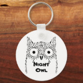 Night owl insomnia schattige uil sleutelhanger (Voorkant)