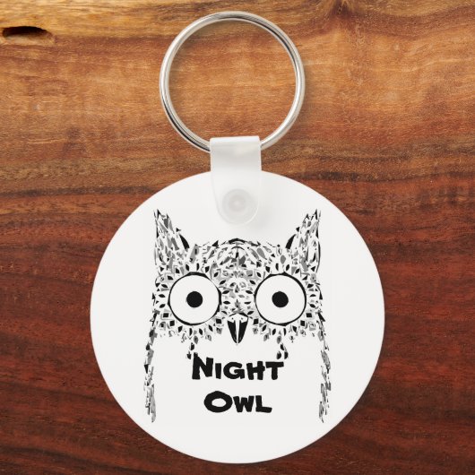 Night owl insomnia schattige uil sleutelhanger (Voorkant)
