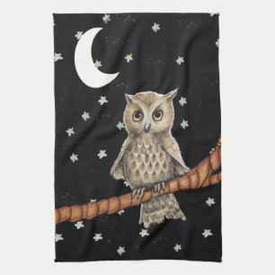  Night Owl Ketting Moon Stars op zwart Theedoek