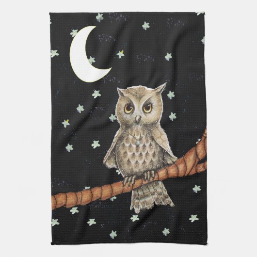  Night Owl Ketting Moon Stars op zwart Theedoek (Verticaal)