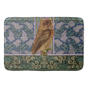 NIGHT OWL, LILACS AND LEAVES Art Nouveau Floral Badmat
