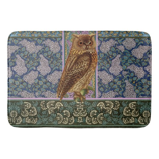 NIGHT OWL, LILACS AND LEAVES Art Nouveau Floral Badmat (Voorkant)