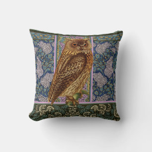 NIGHT OWL, LILACS AND LEAVES Art Nouveau Floral Kussen