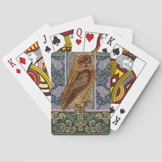 NIGHT OWL, LILACS AND LEAVES Art Nouveau Floral Pokerkaarten (Achterkant)