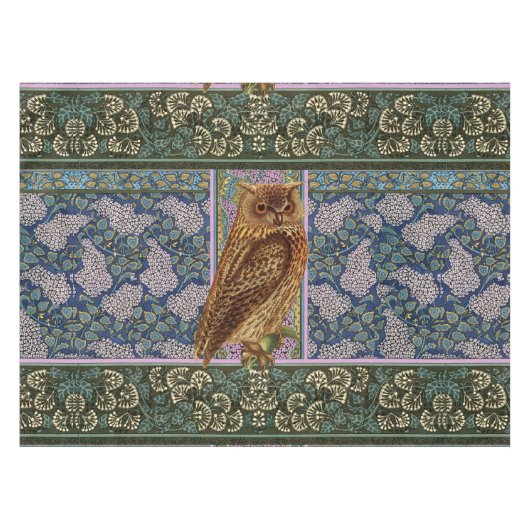 NIGHT OWL, LILACS, LEAVES Art Nouveau Dark Floral Tafelkleed (Voorkant (Horizontaal))