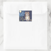 Night "Owl Love" Original Design Gift Wrap Vierkante Sticker (Tas)