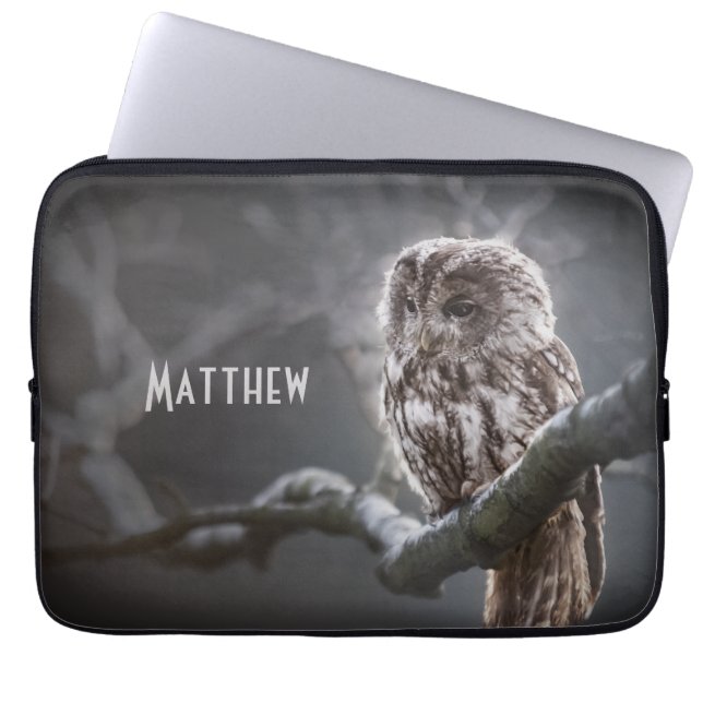 Night Owl Photo Monogram Laptop Slapje Laptop Sleeve (Voorkant)