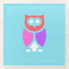 Night Owl, prachtige roze & rode, Abstracte Pop ar Glazen Onderzetter