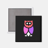 Night Owl, prachtige roze & rode, Abstracte Pop ar Magneet (Voorkant / Achterkant)
