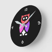 Night Owl, prachtige roze & rode, Abstracte Pop ar Ronde Klok (Hoek)