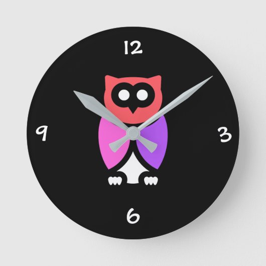 Night Owl, prachtige roze & rode, Abstracte Pop ar Ronde Klok (Voorkant)