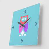 Night Owl, prachtige roze & rode, Abstracte Pop ar Vierkante Klok (Hoek)