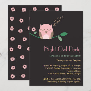 Night Owl Slumber Verjaardagsfeestje Kaart
