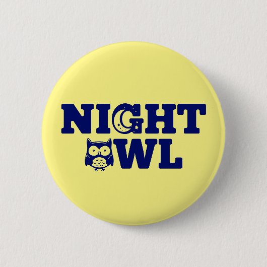 Night Owl Typography - Evening Person's Ronde Button 5,7 Cm (Voorkant)