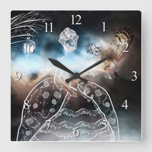 Night Owl Vierkante Klok (Voorkant)