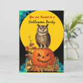 NIGHT OWL VOLLE MAAN HALLOWEEN FEEST KAART (Staand voorkant)