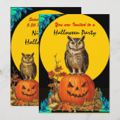 NIGHT OWL VOLLE MAAN HALLOWEEN FEEST KAART (Voorkant / Achterkant)
