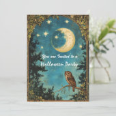 NIGHT OWL VOLLE MAAN HALLOWEEN FEEST KAART (Staand voorkant)