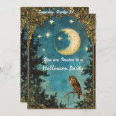 NIGHT OWL VOLLE MAAN HALLOWEEN FEEST KAART (Voorkant / Achterkant)