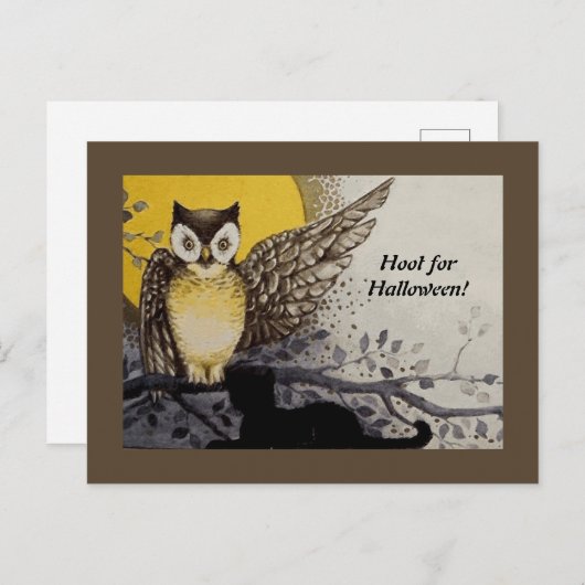  Night Owl Wing on Branch Moon Briefkaart (Voorkant / Achterkant)